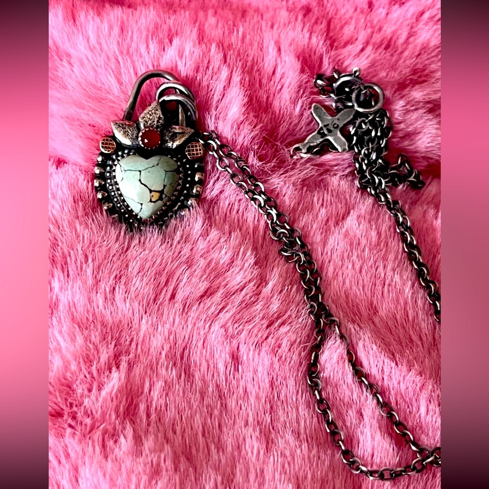 925 Sterling Silver and Turquoise Sacred Heart Necklace